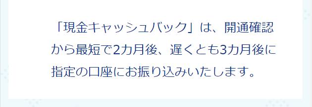 キャッシュバック詳細